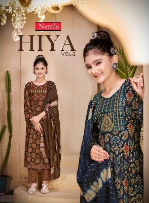 Nemis by Hiya vol 2 capsual reyon print with embroidered readymade suit catalogue at affordable rate 