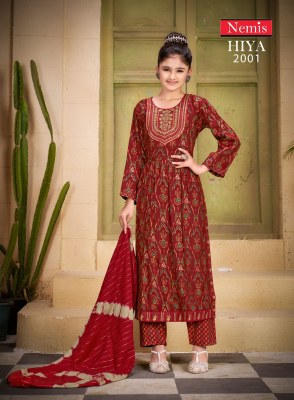 Nemis by Hiya vol 2 capsual reyon print with embroidered readymade suit catalogue at affordable rate readymade suit catalogs