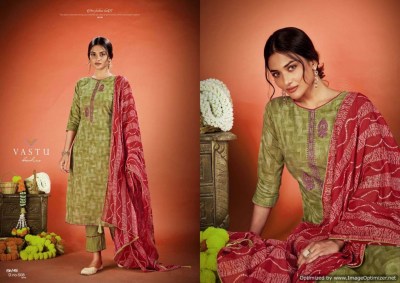 Netra vol 5 by Vastu pure cotton printed with embroidered kurti pant and dupatta catalogue at affordable rate readymade suit catalogs