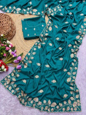 New Arrivals Crepe Silk Bits Work Multi Two-Tone Designer Saree sarees