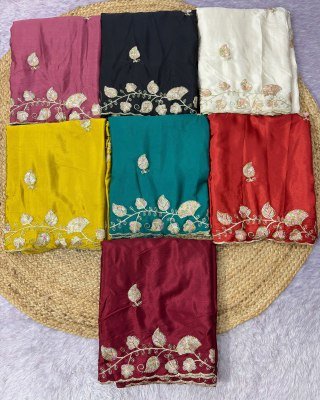 New Arrivals Crepe Silk Bits Work Multi Two-Tone Designer Saree sarees