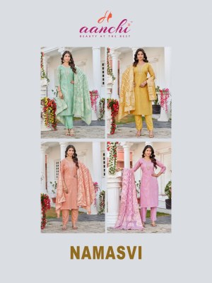 New Collection 3 Pic Set Aanchi  Namasvi  Kruti Pant And Dupatta  kurti pant with dupatta Catalogs