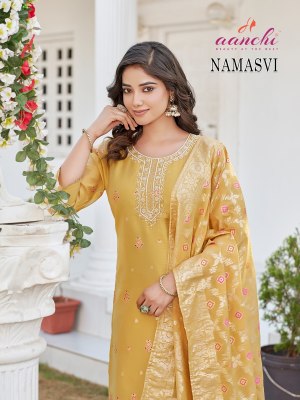New Collection 3 Pic Set Aanchi  Namasvi  Kruti Pant And Dupatta  kurti pant with dupatta Catalogs