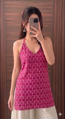 New Cotton Halter Neck Short Kurti Western Tunic Top Sizes S to XL wholesale catalogs