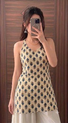 New Cotton Halter Neck Short Kurti Western Tunic Top Sizes S to XL kurtis catalogs