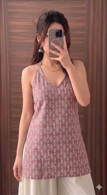New Cotton Halter Neck Short Kurti Western Tunic Top Sizes S to XL kurtis catalogs