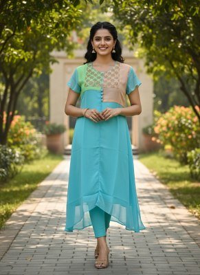 New Look Vol 3 Fancy Georgette Handwork Kurti Top Elegant Party Wear Wholesale kurtis catalogs