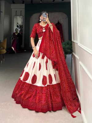  New Navratri Collection Tussar Silk Bandhej Print Red Colour Buy Single  Single