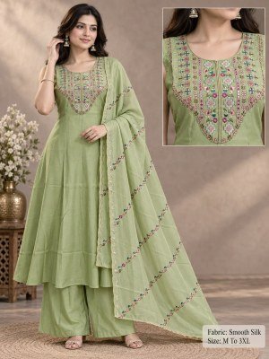New Premium Smooth Silk 3-Piece Round Palazzo Pair Collection Size wise Combo Set