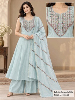New Premium Smooth Silk 3-Piece Round Palazzo Pair Collection Size wise Combo Set