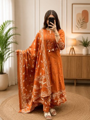 New Sanganeri Collection 3-Piece A-Line Kurta Set – Premium Cotton 60x60 