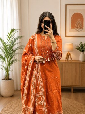 New Sanganeri Collection 3-Piece A-Line Kurta Set – Premium Cotton 60x60 Size wise Combo Set