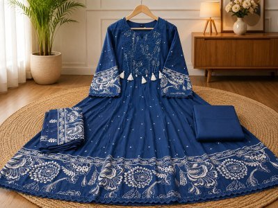 New Sanganeri Collection 3-Piece A-Line Kurta Set – Premium Cotton 60x60 Size wise Combo Set