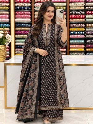 New Sanganeri Print Cotton Ajrakh Anarkali Kurta Set with Adda Work 
