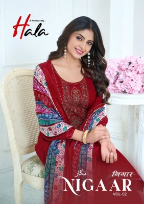 Nigaar vol 2 by Hala Reyon Slub Embroidered Unstitched suit with budget rate Amavi