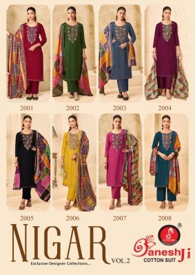 Nigar vol 2 by Ganeshji Pure Reyon Slub With Embroidery work unstitched suit with low budget price salwar kameez catalogs