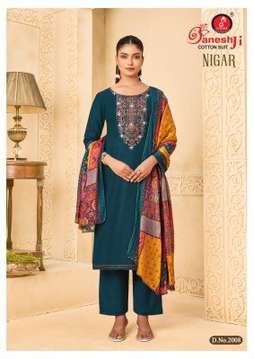 Nigar vol 2 by Ganeshji Pure Reyon Slub With Embroidery work unstitched suit with low budget price salwar kameez catalogs