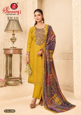 Nigar vol 2 by Ganeshji Pure Reyon Slub With Embroidery work unstitched suit with low budget price salwar kameez catalogs