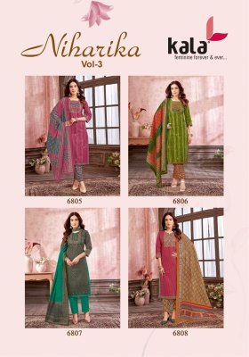 Niharika vol 3 by Kala Heavy Cotton Ajrakh Style printed readymade suit catalogue at low rate readymade suit catalogs