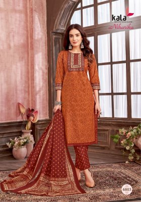 Niharika vol 3 by Kala Heavy Cotton Ajrakh Style printed readymade suit catalogue at low rate readymade suit catalogs