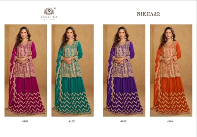 Nikhaar by Rasalika real chinon Silk hand embroidered top lehenga with dupatta catalogue at low rate lehenga choli catalogs