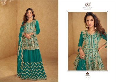 Nikhaar by Rasalika real chinon Silk hand embroidered top lehenga with dupatta catalogue at low rate lehenga choli catalogs