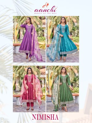 Nimisha by Aanchi Vichitra silk Flair kurti with pant and dupatta at low price fancy Anarkali suit catalogs