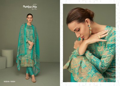 Nisha by Mumtaz arts pure lawn cambric neck embroidered  unstitched dress material catalogue at low rate dress material catalogs