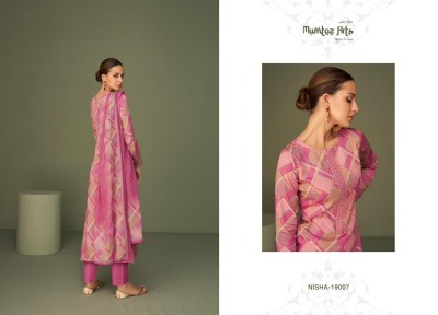 Nisha by Mumtaz arts pure lawn cambric neck embroidered  unstitched dress material catalogue at low rate dress material catalogs