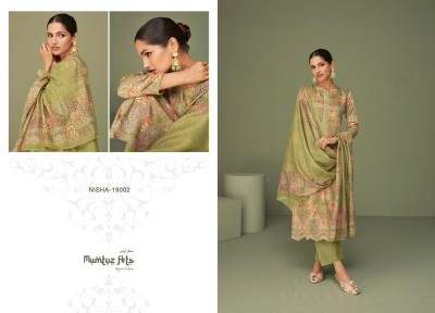 Nisha by Mumtaz arts pure lawn cambric neck embroidered  unstitched dress material catalogue at low rate dress material catalogs