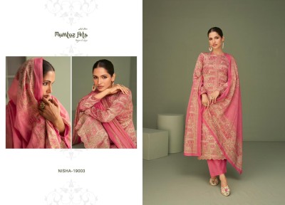 Nisha by Mumtaz arts pure lawn cambric neck embroidered  unstitched dress material catalogue at low rate dress material catalogs