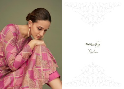 Nisha by Mumtaz arts pure lawn cambric neck embroidered  unstitched dress material catalogue at low rate dress material catalogs