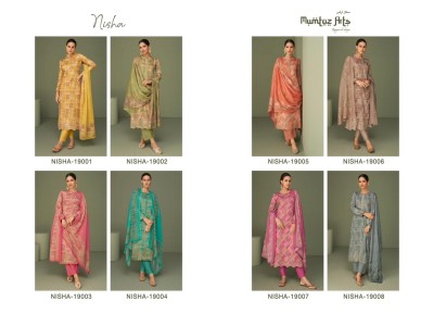 Nisha by Mumtaz arts pure lawn cambric neck embroidered  unstitched dress material catalogue at low rate dress material catalogs