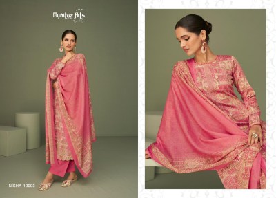 Nisha by Mumtaz arts pure lawn cambric neck embroidered  unstitched dress material catalogue at low rate dress material catalogs