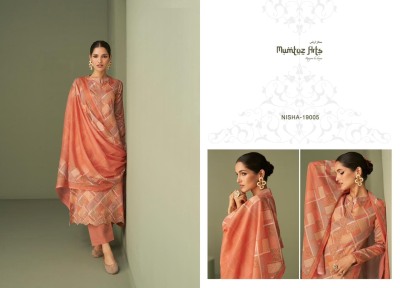 Nisha by Mumtaz arts pure lawn cambric neck embroidered  unstitched dress material catalogue at low rate dress material catalogs