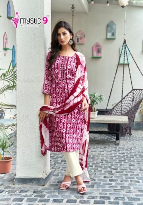 Nisha vol 1 by Mystic 9 Premium Quality cotton top bottom and dupatta collection  readymade suit catalogs