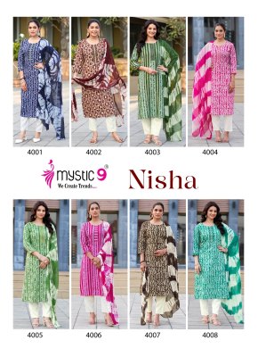 Nisha vol 4 by Mystic 9 premium cotton Original wax batik Kurti pant and dupatta catalogue at amavi expo  readymade suit catalogs