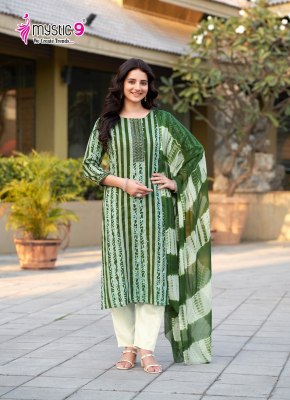Nisha vol 4 by Mystic 9 premium cotton Original wax batik Kurti pant and dupatta catalogue at amavi expo  readymade suit catalogs