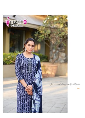 Nisha vol 4 by Mystic 9 premium cotton Original wax batik Kurti pant and dupatta catalogue at amavi expo  readymade suit catalogs