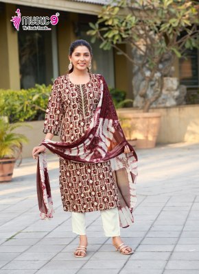 Nisha vol 4 by Mystic 9 premium cotton Original wax batik Kurti pant and dupatta catalogue at amavi expo  readymade suit catalogs