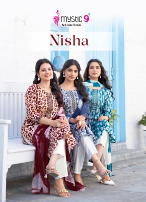 Nisha vol 5 by Mystic 9 Premium cotton wax batik fancy readymade suit catalogue at low rate Mystic 9