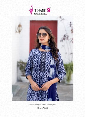 Nisha vol 5 by Mystic 9 Premium cotton wax batik fancy readymade suit catalogue at low rate readymade suit catalogs