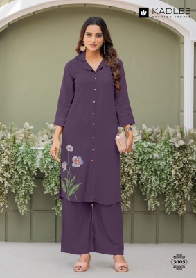 Niva by Kadlee Printed handwork reyon co ord set catalogue at affordable rate kurtis catalogs