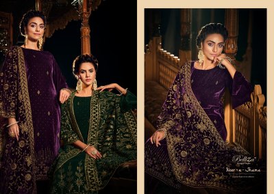 Noor E Shama by Belliza pure velvet unstitched suit embroidered catalogue salwar kameez catalogs