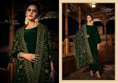 Noor E Shama by Belliza pure velvet unstitched suit embroidered catalogue salwar kameez catalogs