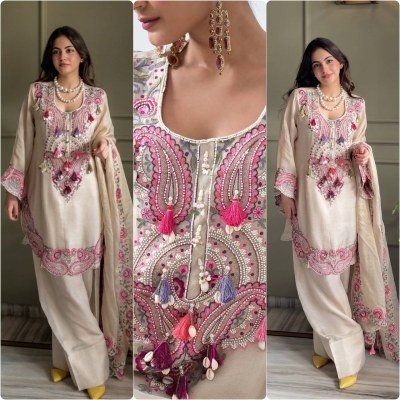 Noor Farshi Georgette Embroidered Suit Set with Dupatta 