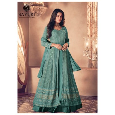 Noor Gold Florish by Sayuri designer real georgette embroidered top skirt and dupatta catalogue  readymade suit catalogs