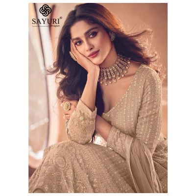 Noor Gold Florish by Sayuri designer real georgette embroidered top skirt and dupatta catalogue  readymade suit catalogs