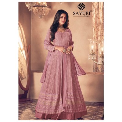 Noor Gold Florish by Sayuri designer real georgette embroidered top skirt and dupatta catalogue  readymade suit catalogs