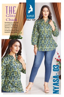Nyasa by Kaya cotton printed super quality womens short top catalogue at low rate western wear catalogs